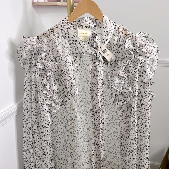 Anthropologie Maeve cheetah tie ruffle sleeve duster kimono one size - Picture 2 of 10